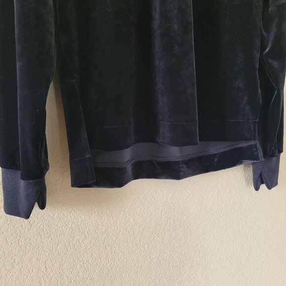 Spanx Velvet Half Zip Pullover Top Size Small Black Lounge Sweatshirt Casual - Picture 6 of 7
